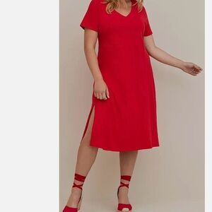 Torrid Red Midi Dress with Slit Torrid 2